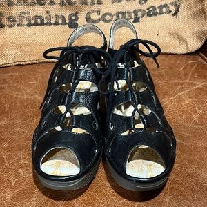 Fly London black wedge sandals